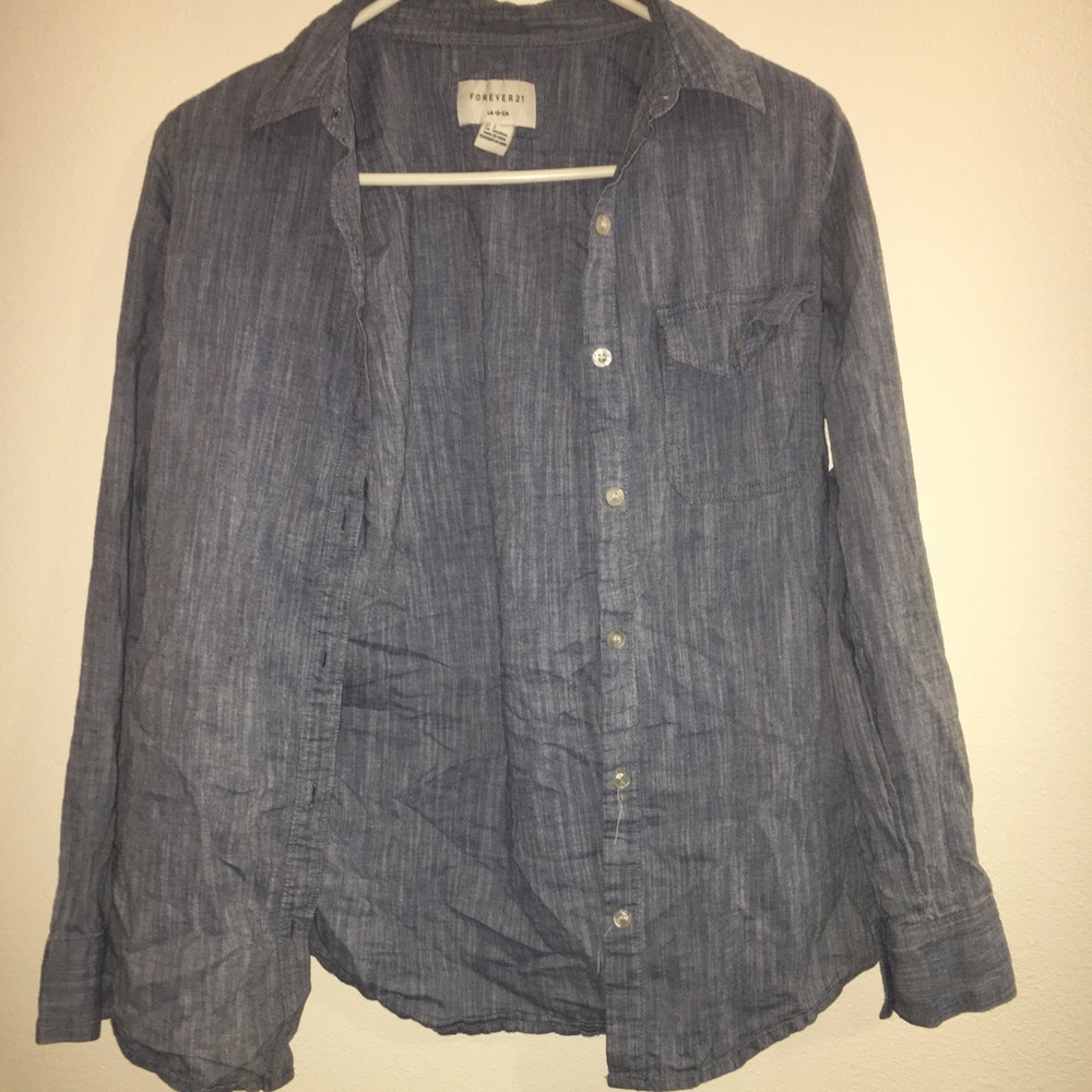 Forever 21 denim colored button up